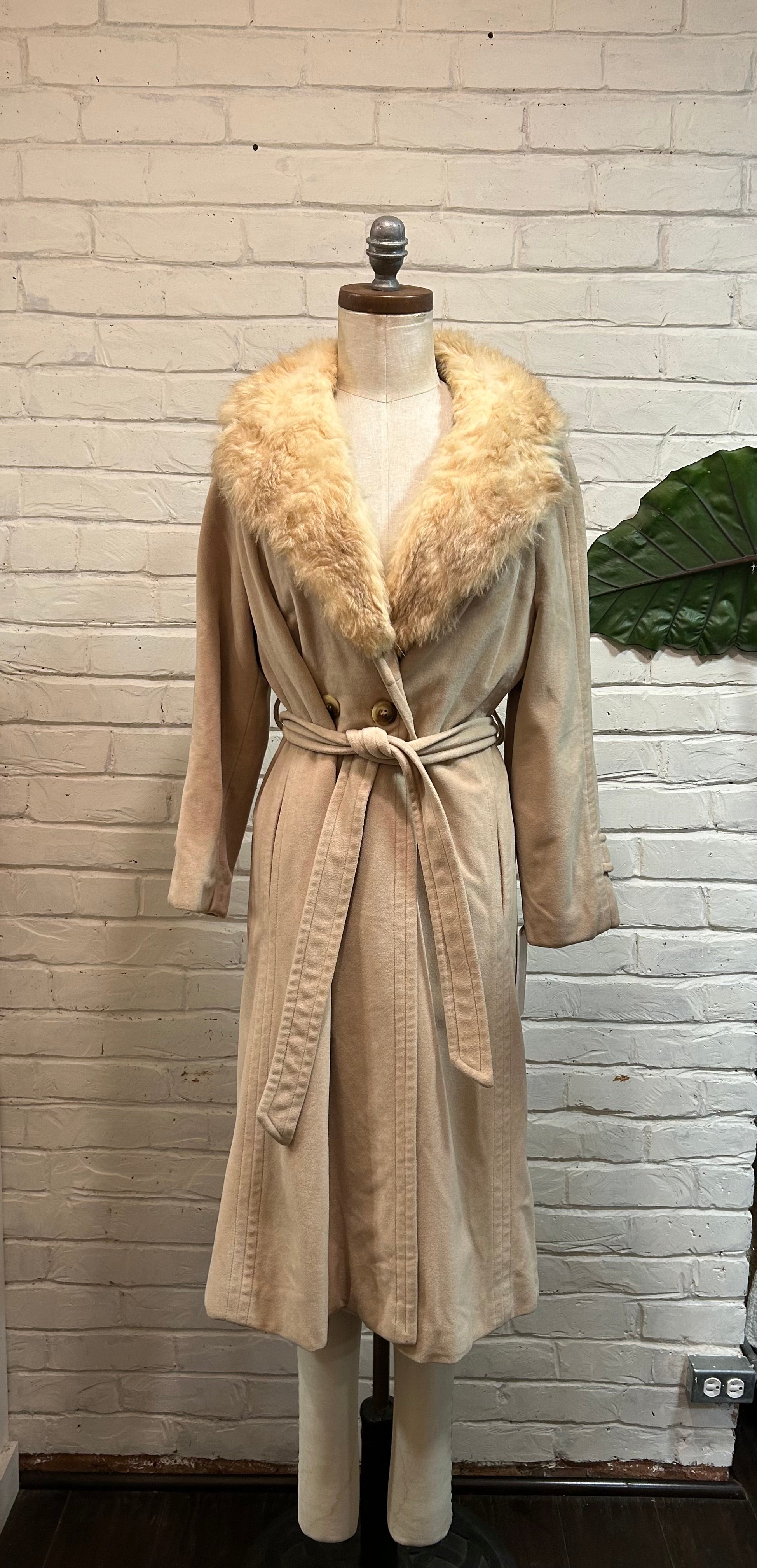 Vintage Beige Coat Fur hotsell Collar