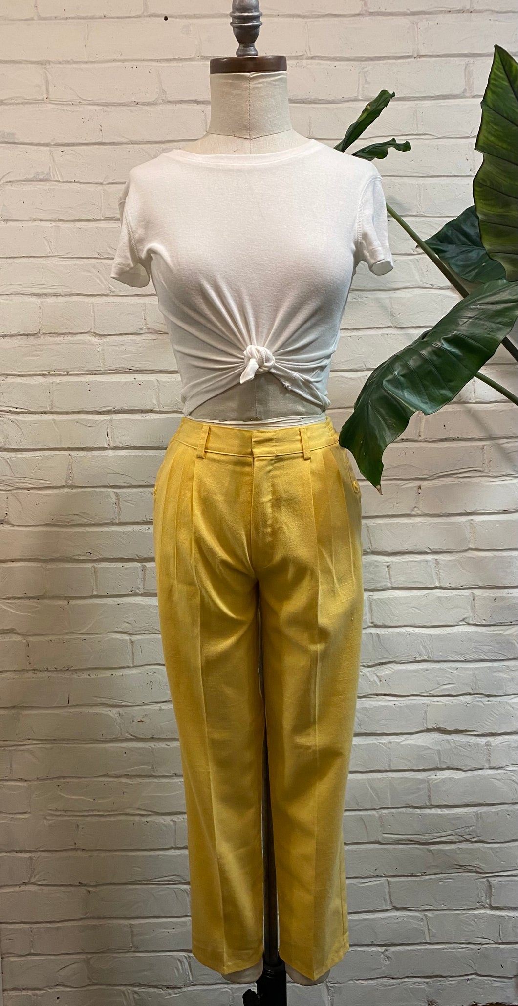 1980’s Vintage Yellow Pleated High Waist Trousers