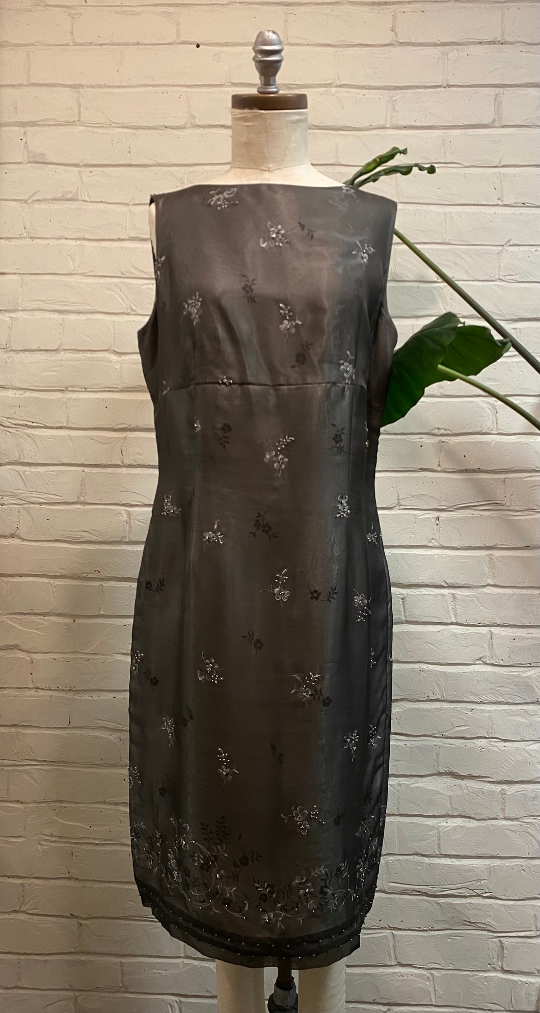1990’s Vintage Sheer Floral Grey Dress
