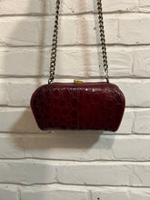 Load image into Gallery viewer, 1960’s Vintage Burgundy Crocodile Leather Chain Bag
