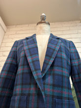 Load image into Gallery viewer, 1970’s Vintage Blue Wool Tartan Pendleton Blazer
