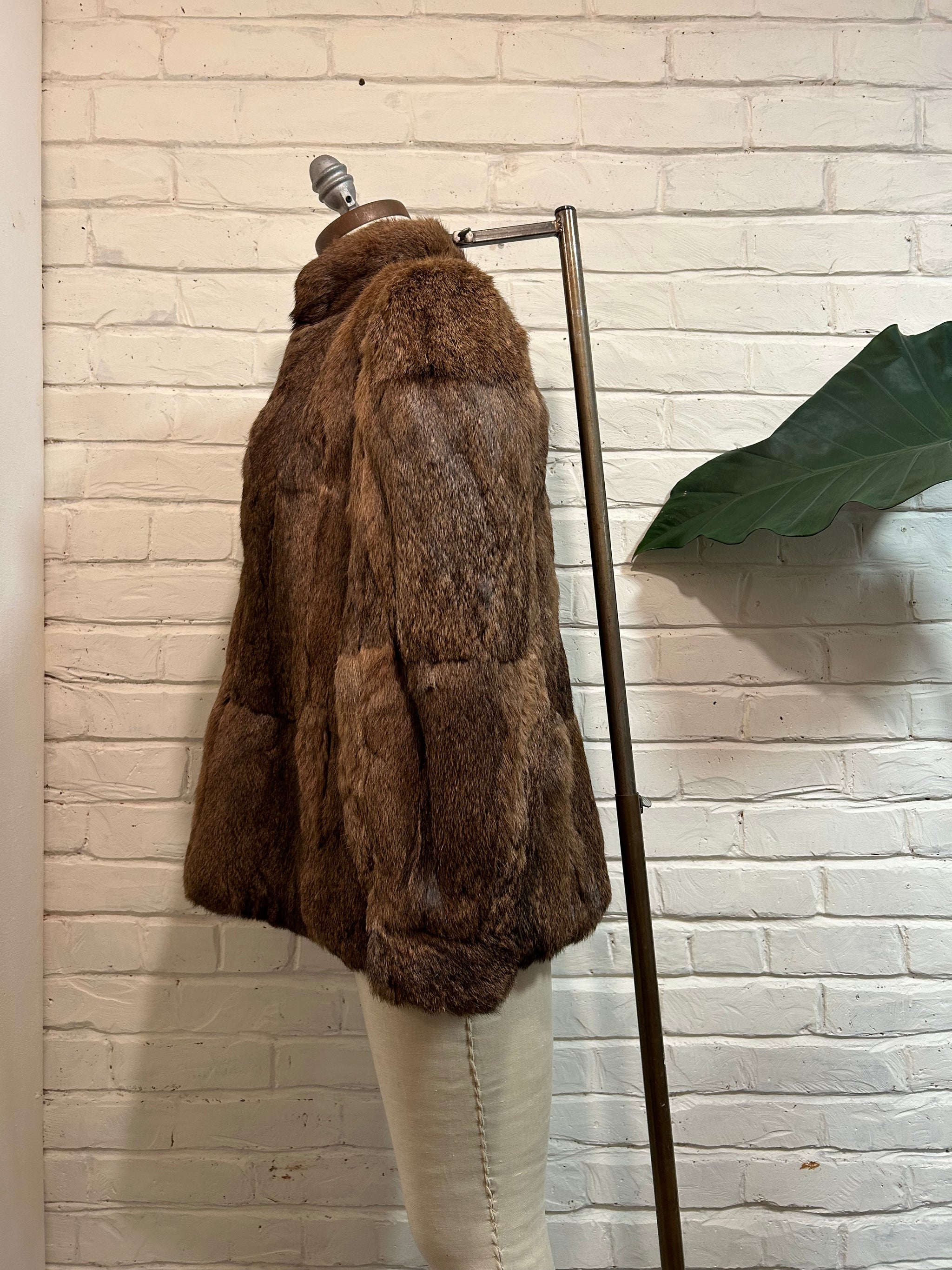 Vintage hotsell Brown Rabbit Fur Coat Size S