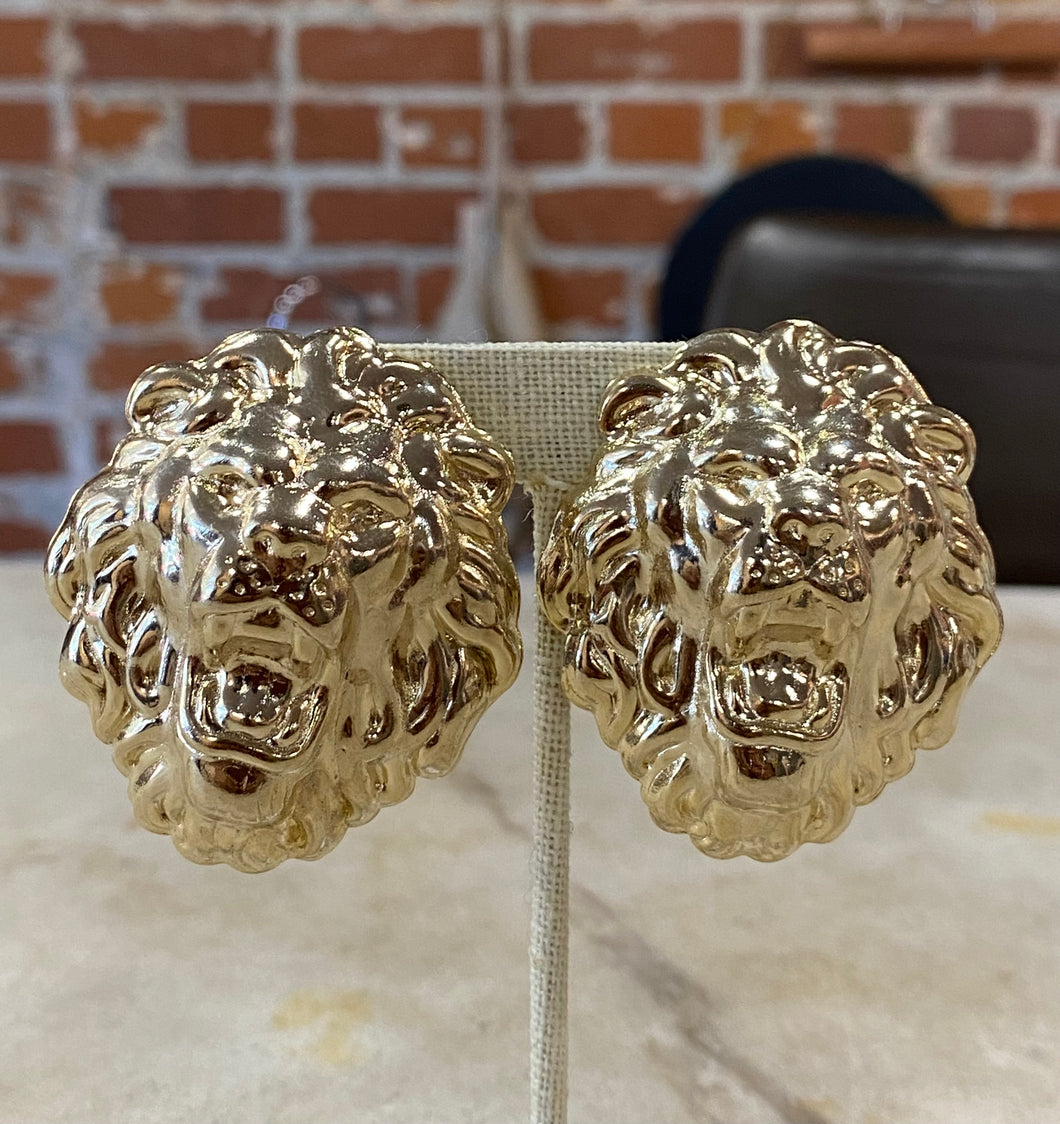 Vintage Gold Lion Earrings